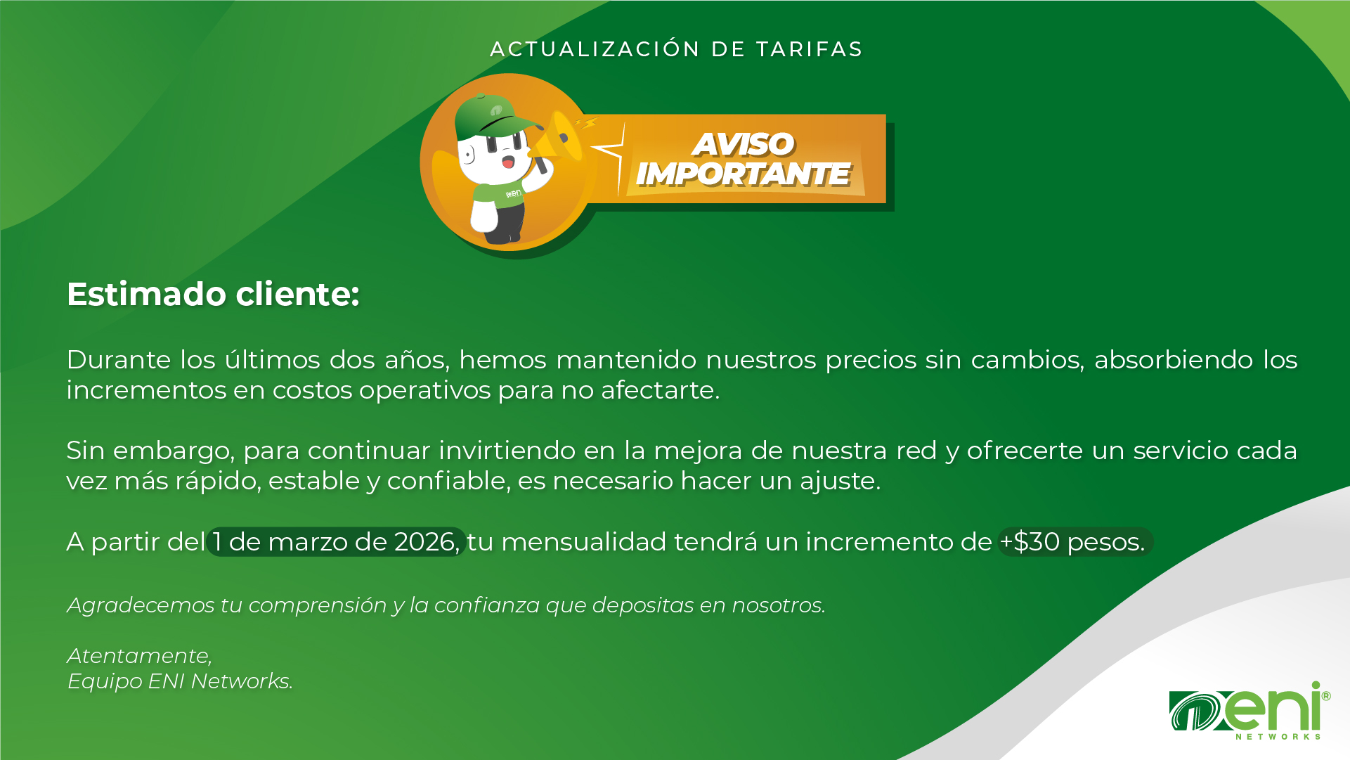 Anuncio Tarifas 2026